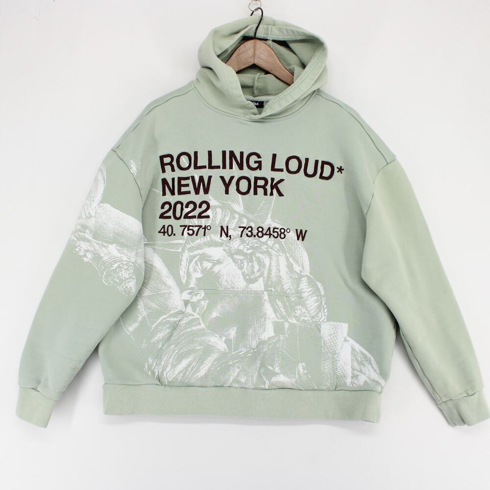 Rolling Loud New York 2022 Hoodie Adult XL Green Graphic Statue Of Liberty Music